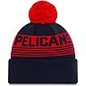 Men's New Era Navy New Orleans Pelicans Proof Cuffed Knit Hat with Pom