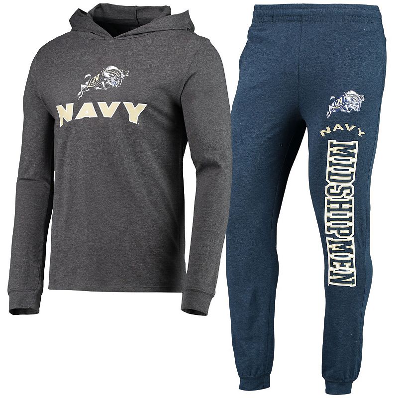 Mens Concepts Sport Heathered Navy/Heathered Charcoal Navy Midshipmen Mete