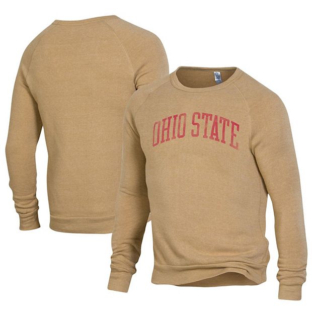 Men's Alternative Apparel Tan Ohio State Buckeyes The Champ Tri-Blend  Raglan Pullover Sweatshirt
