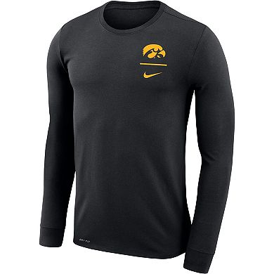 Men's Nike Black Iowa Hawkeyes Logo Stack Legend Performance Long ...