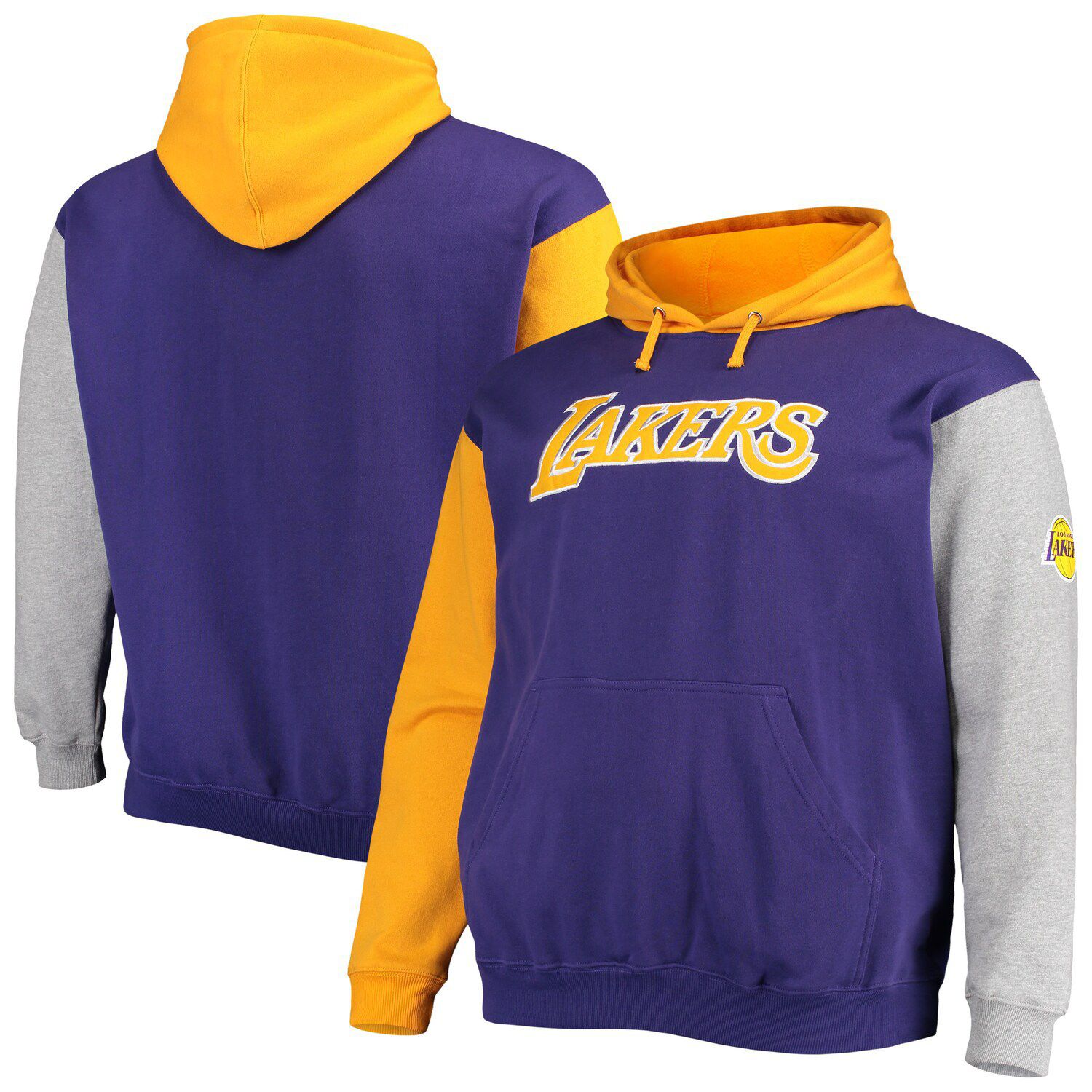 Fanatics Branded Men's Heathered Gray Los Angeles Lakers Team Primary Logo Pullover Hoodie - Heather Gray