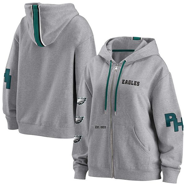 Women's Wear by Erin Andrews Black Philadelphia Eagles Lace-Up Pullover Hoodie Size: Small