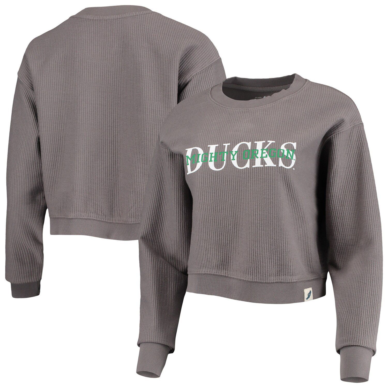 Image for Unbranded Women's League Collegiate Wear Graphite Oregon Ducks Classic Corded Timber Crop Pullover Sweatshirt at Kohl's.