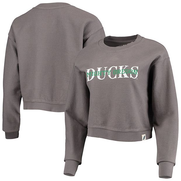 Women s League Collegiate Wear Graphite Oregon Ducks Classic Corded Timber Crop Pullover Sweatshirt