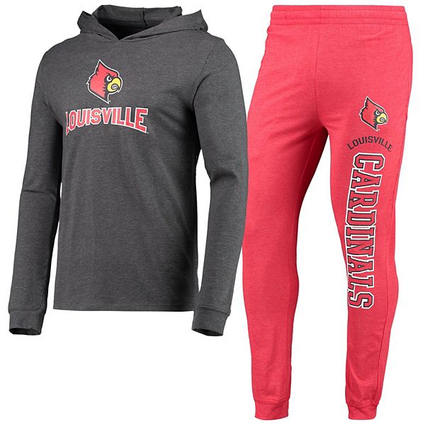 Men's Concepts Sport Heathered Charcoal/Red Louisville Cardinals Meter  T-Shirt & Pants Sleep Set