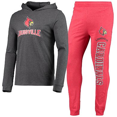 Men's Concepts Sport Red/Heather Charcoal Louisville Cardinals Meter Long Sleeve Hoodie T-Shirt & Jogger Pajama Set