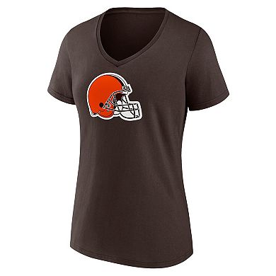 Women's Fanatics Nick Chubb Brown Cleveland Browns Player Icon Name & Number V-Neck T-Shirt