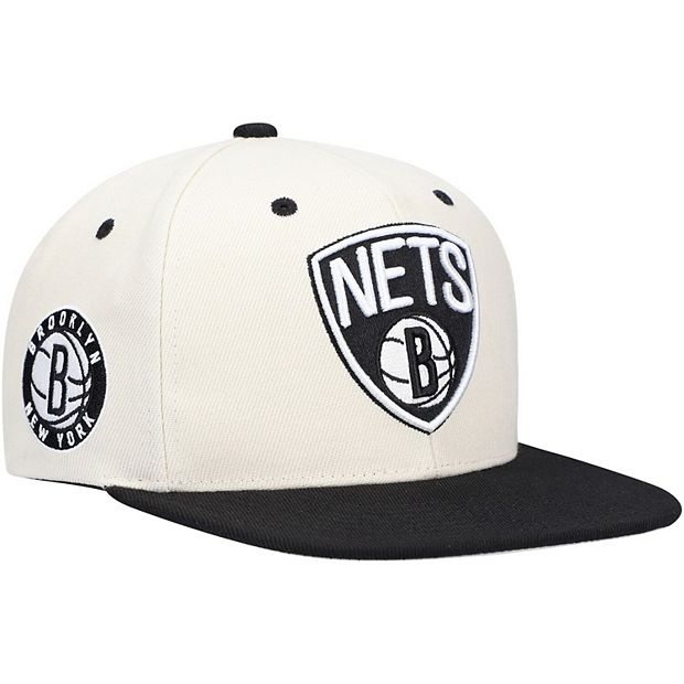 Mens Brooklyn Nets Mitchell and Ness Snapback Hat Gray on Black