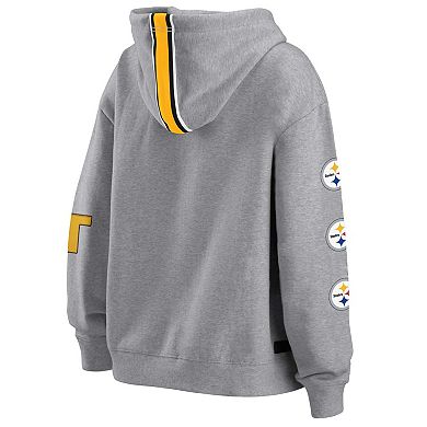 Women's WEAR by Erin Andrews Gray Pittsburgh Steelers Full-Zip Hoodie