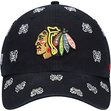 Women's '47 Black Chicago Blackhawks Confetti Clean Up Adjustable Hat