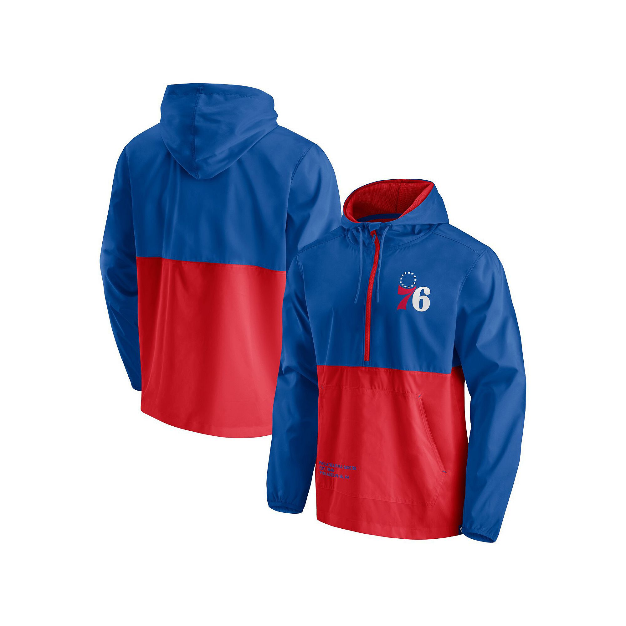 Mens Fanatics Branded Royal/Red Philadelphia 76ers Anorak Block Party Wind