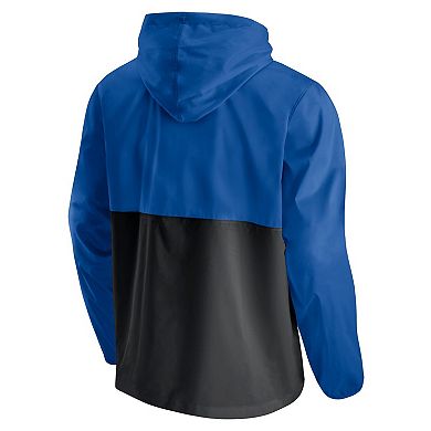 Men's Fanatics Branded Blue/Black Orlando Magic Anorak Block Party Windbreaker Half-Zip Hoodie Jacket