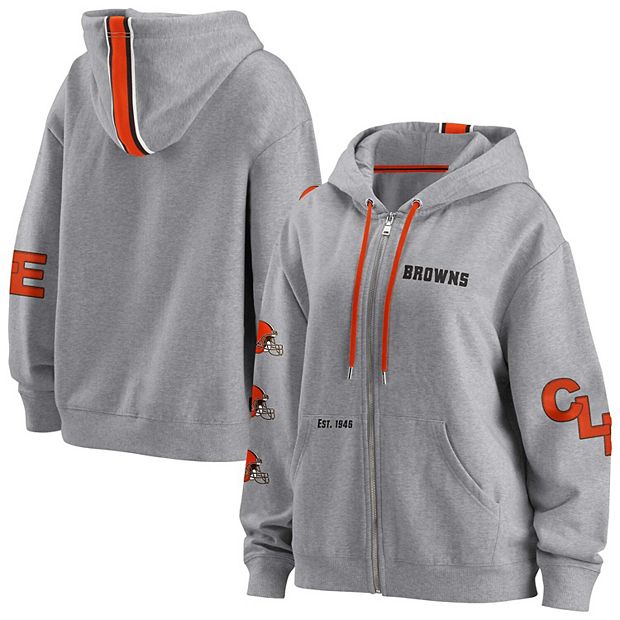 Women's Wear by Erin Andrews White Cleveland Browns Domestic Pullover Sweatshirt