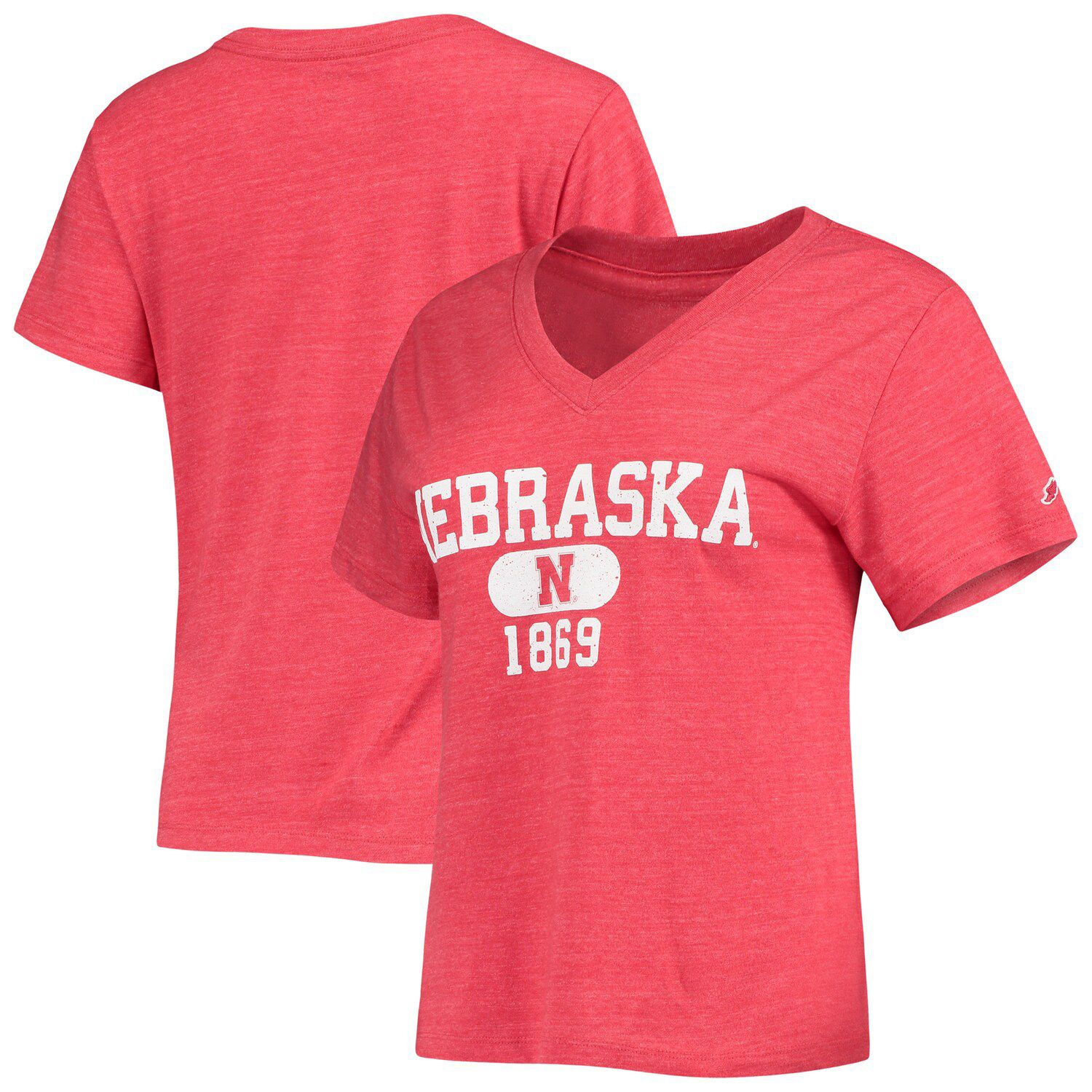 Image for Unbranded Women's League Collegiate Wear Heathered Scarlet Nebraska Huskers Intramural Boyfriend Tri-Blend V-Neck T-Shirt at Kohl's.