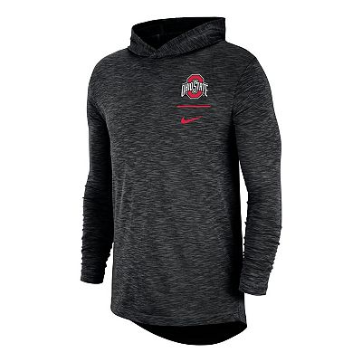 Men s Nike Black Ohio State Buckeyes Slub Space Dye Performance Long Sleeve Hoodie T Shirt