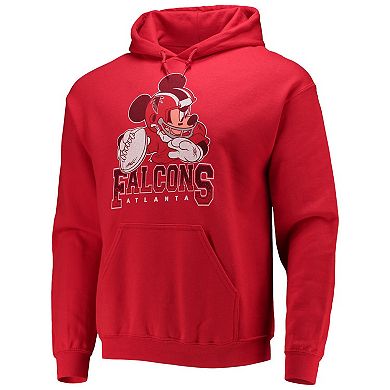Men's Junk Food Red Atlanta Falcons Disney Mickey Quarterback Pullover Hoodie