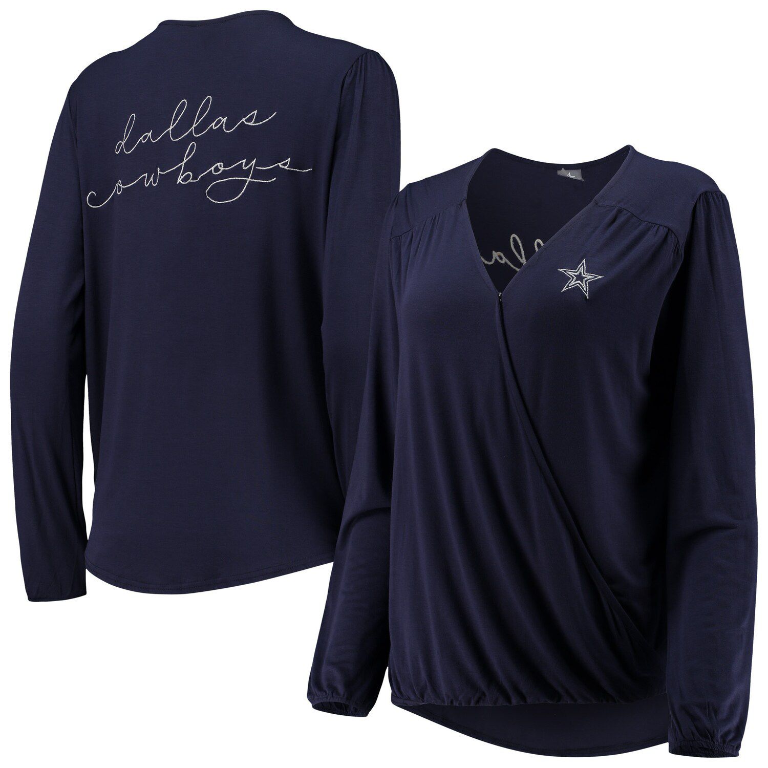 Image for Unbranded Women's Navy Dallas Cowboys Meryl V-Neck Long Sleeve Shirt at Kohl's.