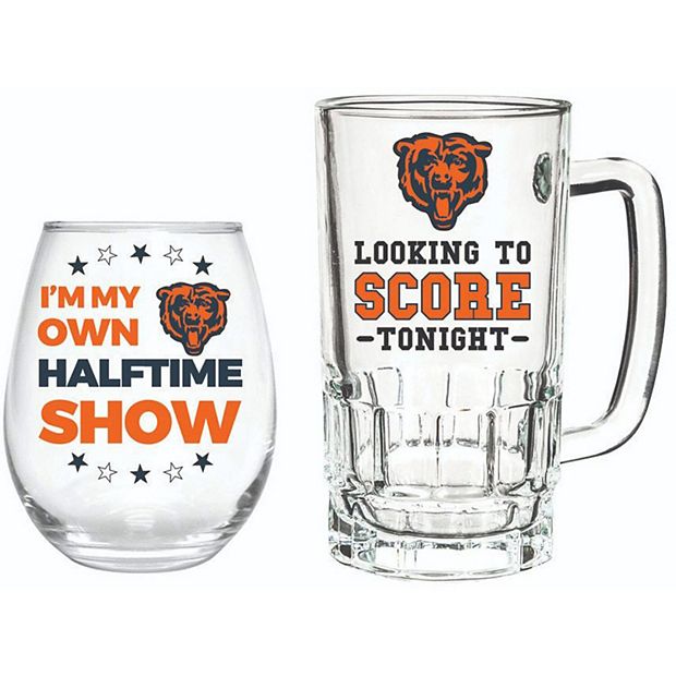 Chicago Bears 17oz Stemless Wine and 16oz Tankard Drink Set - Boxed