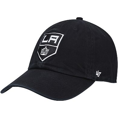Men's '47 Black Los Angeles Kings Logo Clean Up Adjustable Hat