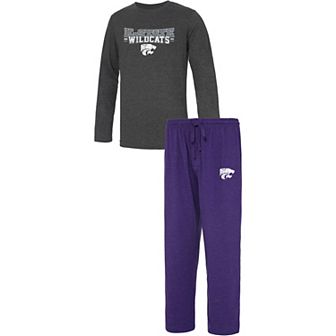 Men's Concepts Sport Purple/Heathered Charcoal Kansas State Wildcats Meter Long Sleeve T-Shirt & Pants Sleep Set