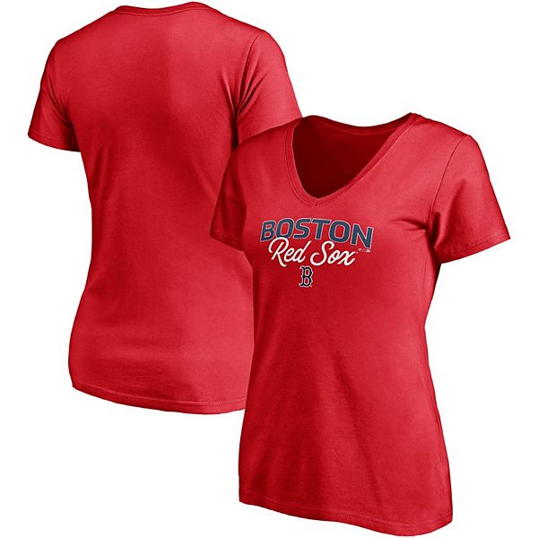 Women's Fanatics Branded Red Boston Red Sox Depth Chart V-Neck T-Shirt