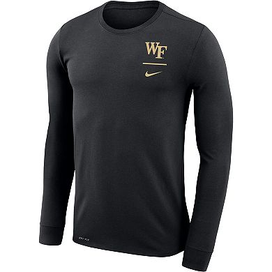 Men's Nike Black Wake Forest Demon Deacons Logo Stack Legend Performance Long Sleeve T-Shirt