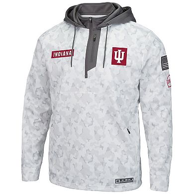 Men's Colosseum Arctic Camo Indiana Hoosiers OHT Military Appreciation Quarter-Zip Hoodie