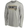 Men's Fanatics Branded Heathered Gray New Orleans Saints Big & Tall On Side Stripe Long Sleeve T-Shirt