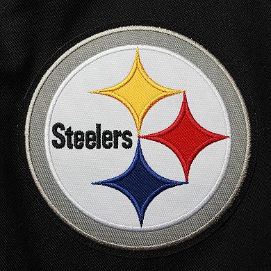 Women's JH Design Black Pittsburgh Steelers Plus Size Poly Twill Full-Snap Jacket