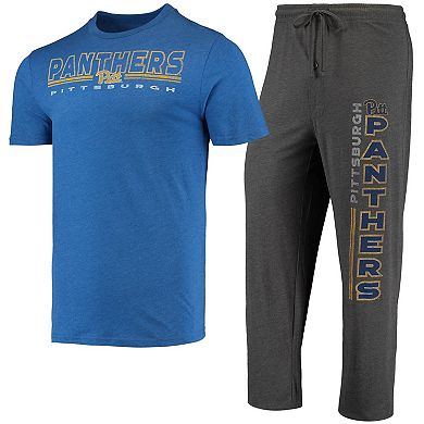 Men's Concepts Sport Heathered Charcoal/Royal Pitt Panthers Meter T-Shirt & Pants Sleep Set