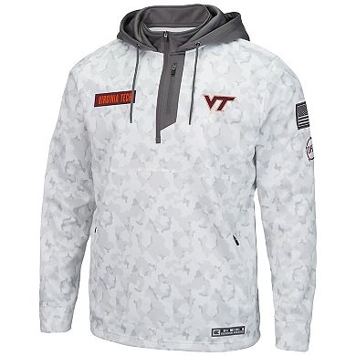 Men's Colosseum Arctic Camo Virginia Tech Hokies OHT Military Appreciation Quarter-Zip Hoodie