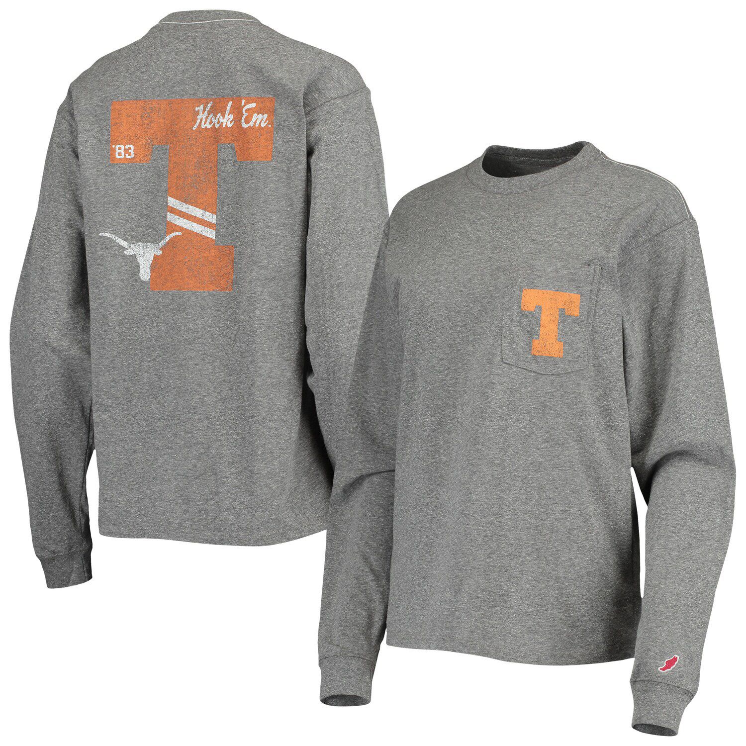 Image for Unbranded Women's League Collegiate Wear Heathered Gray Texas Longhorns Pocket Oversized Long Sleeve T-Shirt at Kohl's.