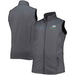 Men's Starter Black Miami Dolphins Locker Room Satin Varsity Full-Snap Jacket Size: Medium