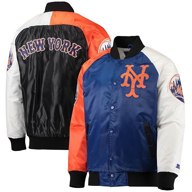 Men's Starter Royal/Orange New York Mets Varsity Tri-Color Satin