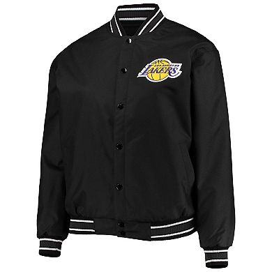 Women's JH Design Black Los Angeles Lakers Plus Size Poly Twill Full-Snap Jacket