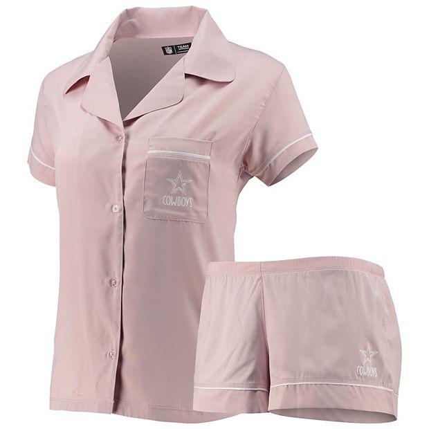 Women's Concepts Sport Pink Dallas Cowboys Ivory Top & Satin Shorts Sleep  Set