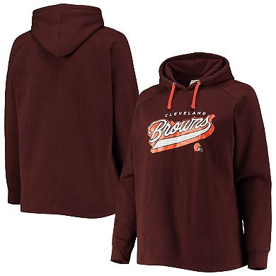 Women's Fanatics Branded Brown Cleveland Browns Plus Size First Contact Raglan Pullover Hoodie