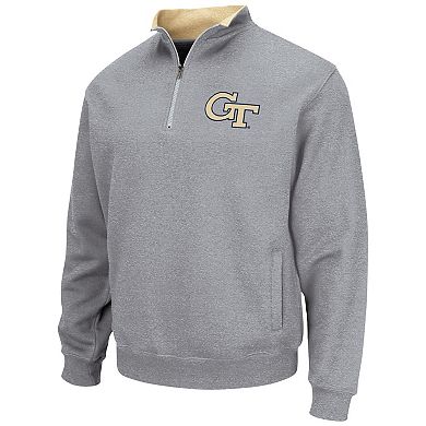 Men's Colosseum Heathered Gray GA Tech Yellow Jackets Tortugas Team Logo Quarter-Zip Jacket