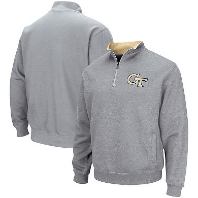 Men's Colosseum Heathered Gray GA Tech Yellow Jackets Tortugas Team Logo Quarter-Zip Jacket