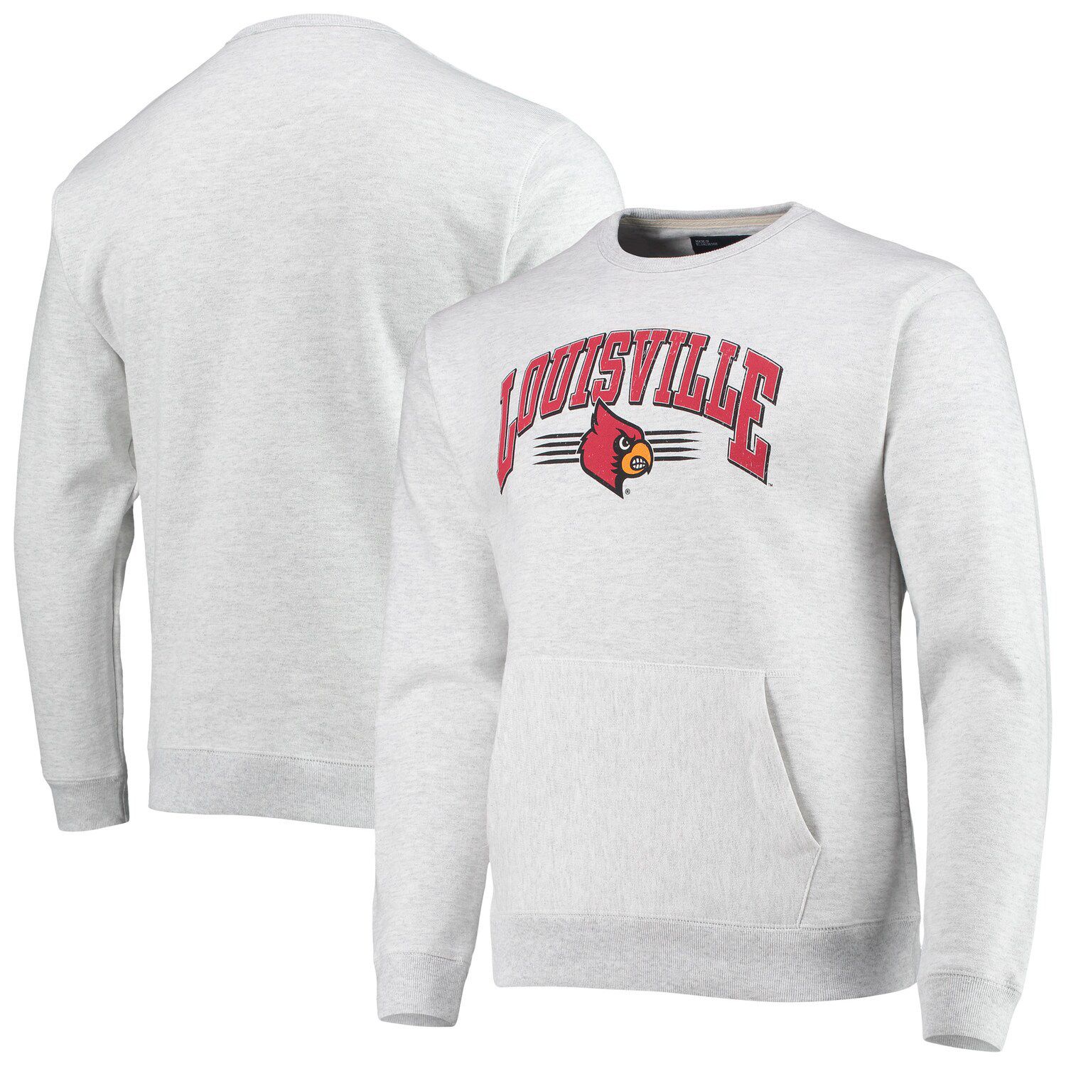 Men's Colosseum Red Louisville Cardinals Arch & Logo Crew Neck Sweatshirt