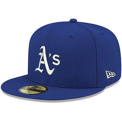Men's New Era Royal Oakland Athletics Logo White 59FIFTY Fitted Hat