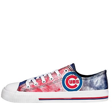 Women's FOCO Chicago Cubs Big Logo Tie-Dye Canvas Sneakers