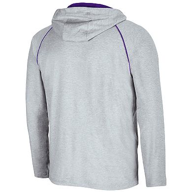 Men's Colosseum Heathered Gray Kansas State Wildcats Timeline Raglan Quarter-Zip Hoodie