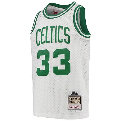 Youth Mitchell & Ness Larry Bird White Boston Celtics 1985-86 Hardwood Classics Swingman Throwback Jersey
