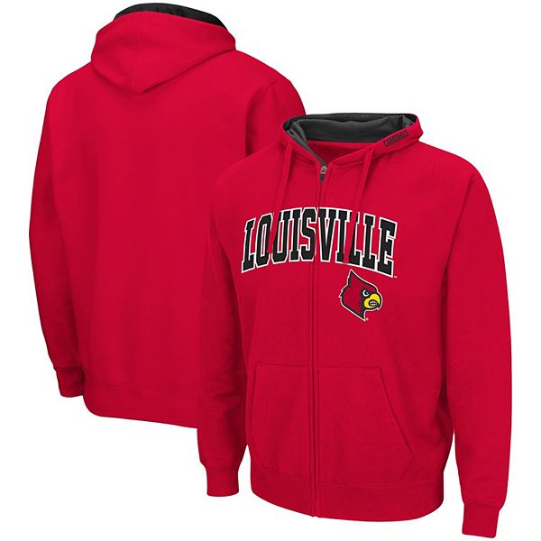 Adidas Sweatshirt Louisville Cardinals Red Hoodie Warm-Up Jacket Size L Mens