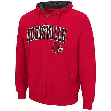 Men's Colosseum Red Louisville Cardinals Arch & Logo 3.0 Full-Zip Hoodie