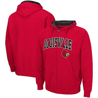 Men's Colosseum Red Louisville Cardinals Arch & Logo 3.0 Full-Zip Hoodie