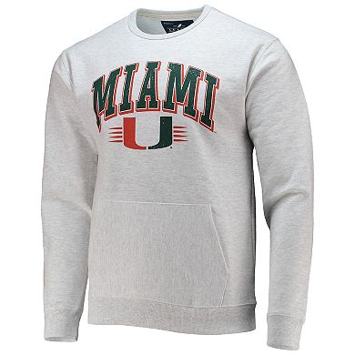 Men's League Collegiate Wear Heathered Gray Miami Hurricanes Upperclassman Pocket Pullover Sweatshirt