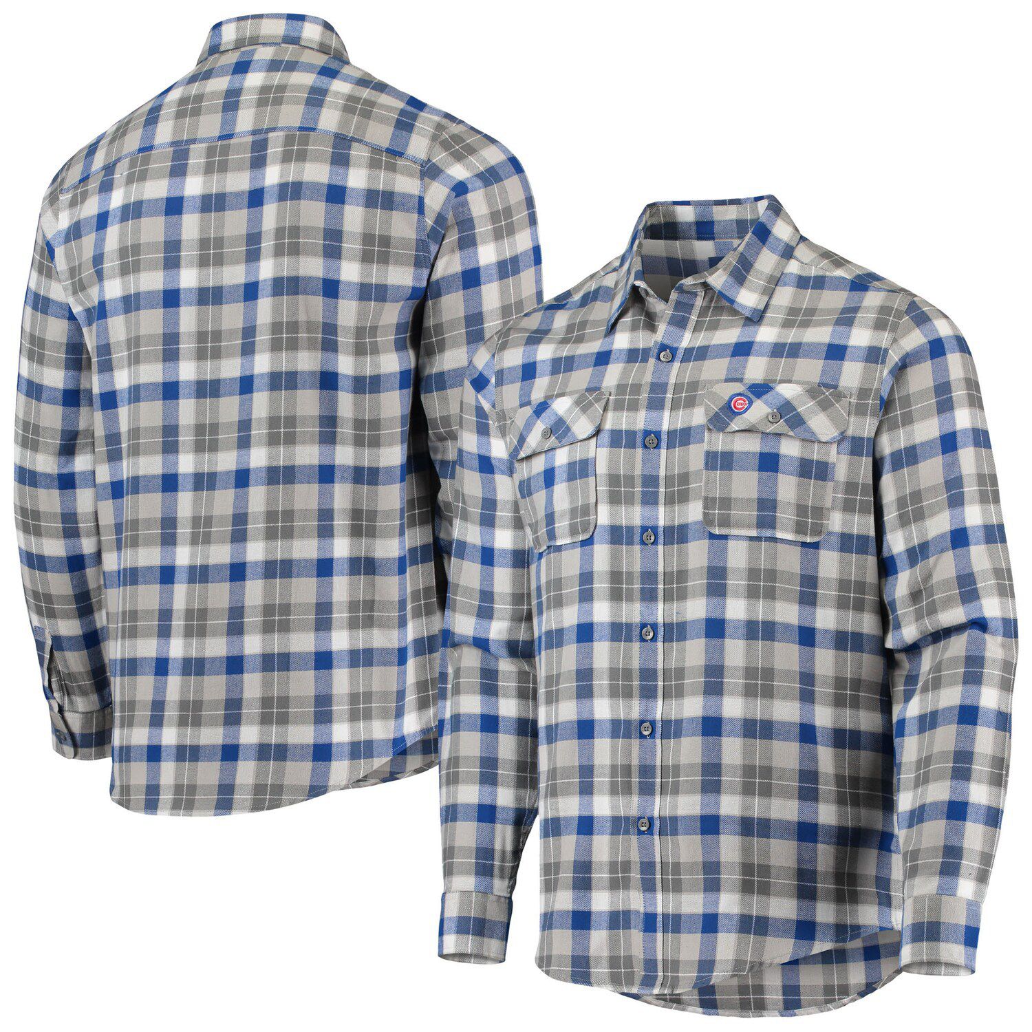 Men's Antigua Navy/Gray Denver Broncos Ease Flannel Long