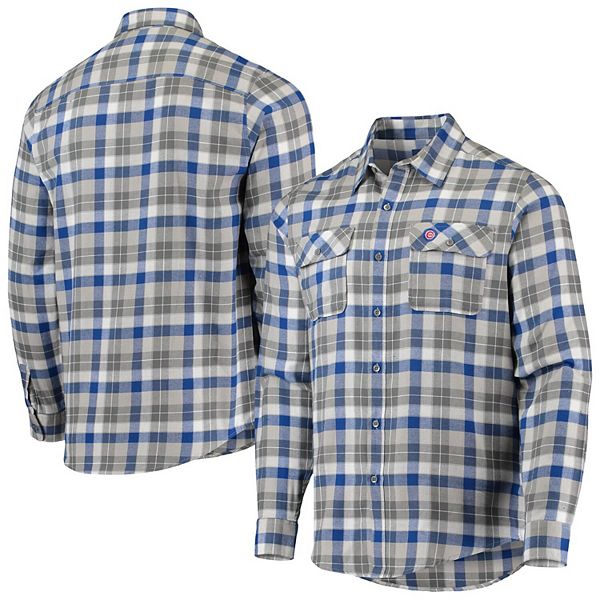 Chicago Cubs Antigua Ease Flannel Button-Up Long Sleeve Shirt